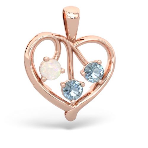 Opal Genuine Opal with Genuine Aquamarine and Lab Created Alexandrite Glowing Heart pendant Pendant