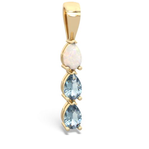 Opal Genuine Opal with Genuine Aquamarine and Genuine Opal Three Stone pendant Pendant