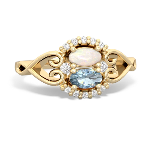 opal-aquamarine antique keepsake ring