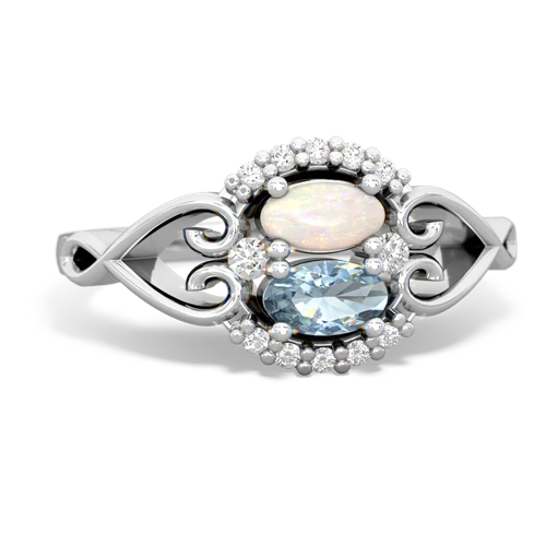 opal-aquamarine antique keepsake ring