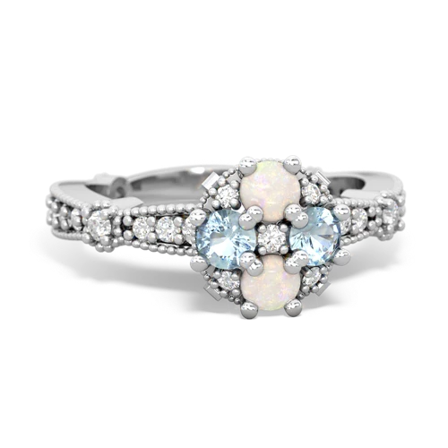 opal-aquamarine art deco engagement ring