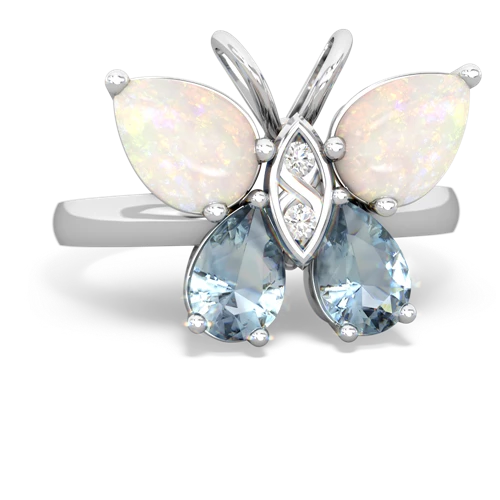 opal-aquamarine butterfly ring