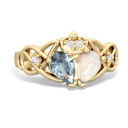 opal-aquamarine claddagh ring