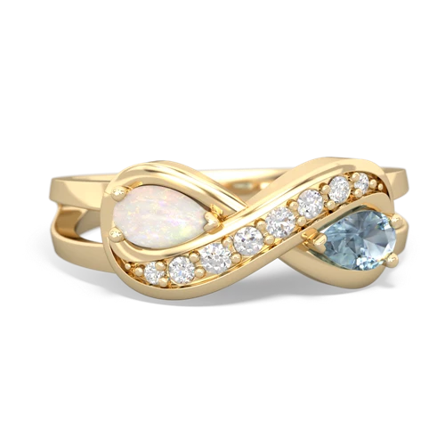 opal-aquamarine diamond infinity ring