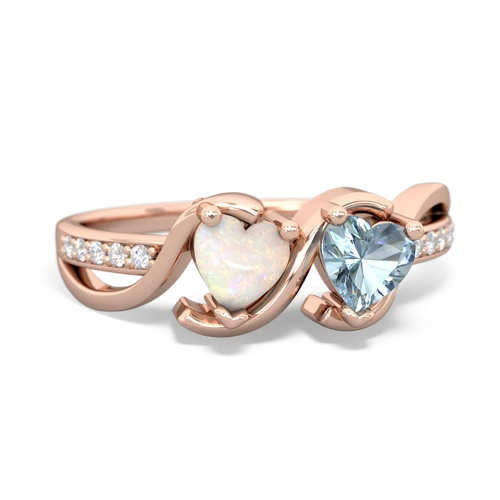 opal-aquamarine double heart ring