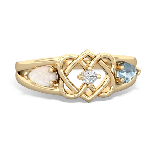 opal-aquamarine double heart ring