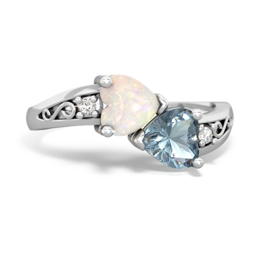 opal-aquamarine filligree ring