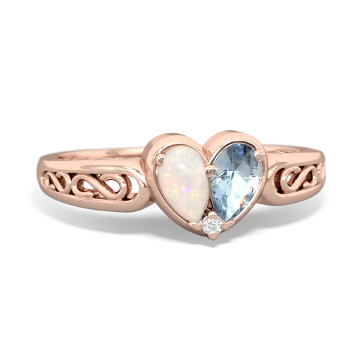 opal-aquamarine filligree ring