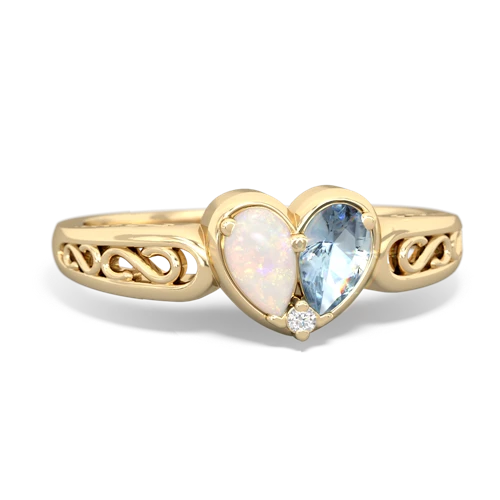 opal-aquamarine filligree ring