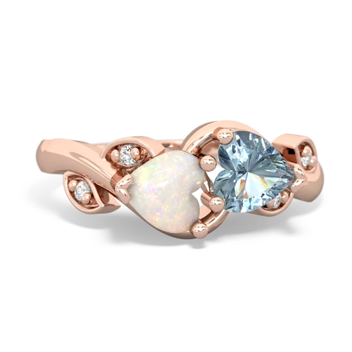 opal-aquamarine floral keepsake ring