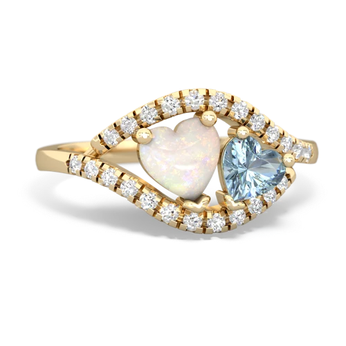 opal-aquamarine mother child ring