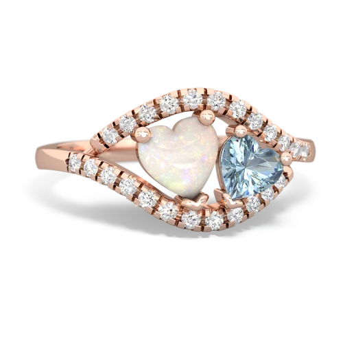 opal-aquamarine mother child ring