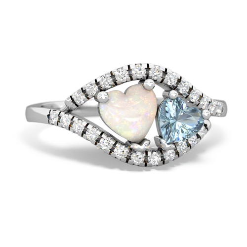 opal-aquamarine mother child ring
