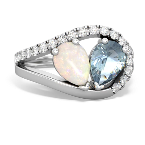 opal-aquamarine pave heart ring