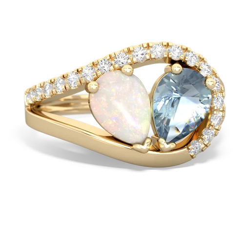 opal-aquamarine pave heart ring