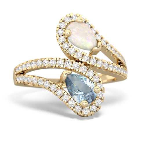 opal-aquamarine pave swirls ring