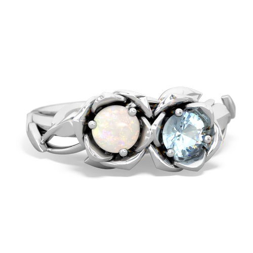 opal-aquamarine roses ring