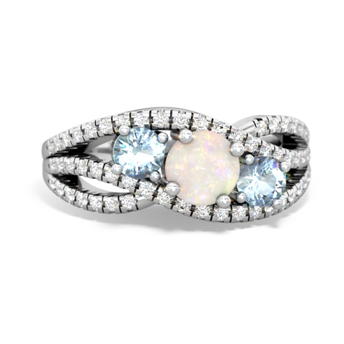 opal-aquamarine three stone pave ring
