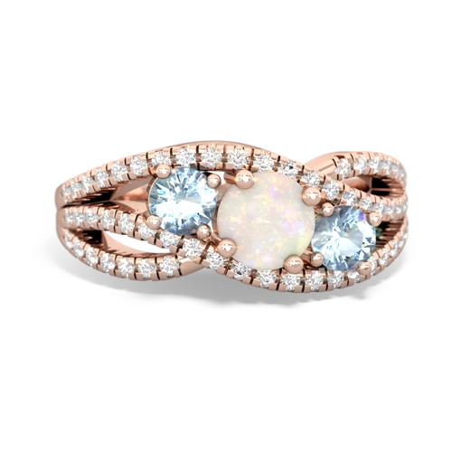 opal-aquamarine three stone pave ring