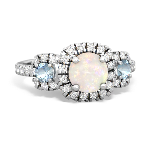 opal-aquamarine three stone regal ring