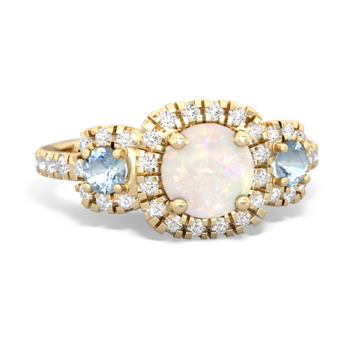 opal-aquamarine three stone regal ring