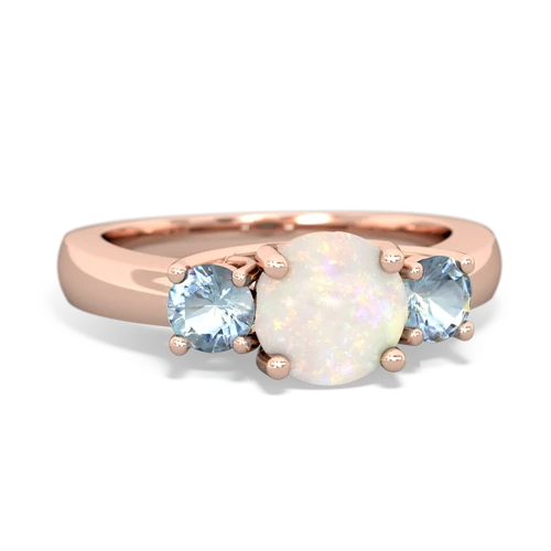 Opal Genuine Opal with Genuine Aquamarine and Lab Created Alexandrite Three Stone Trellis ring Ring