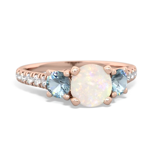 Opal Genuine Opal with Genuine Aquamarine and Genuine Opal Pave Trellis ring Ring
