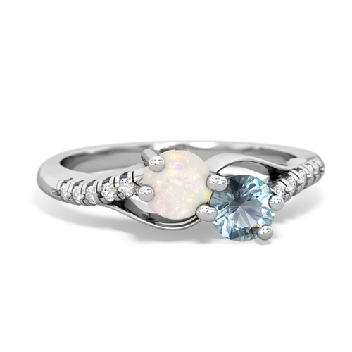 opal-aquamarine two stone infinity ring