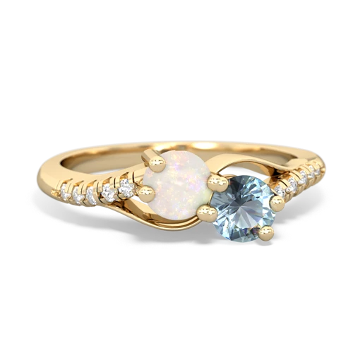 opal-aquamarine two stone infinity ring