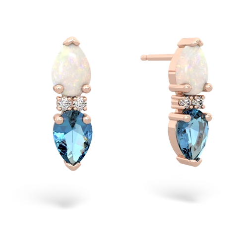 opal-blue topaz bowtie earrings