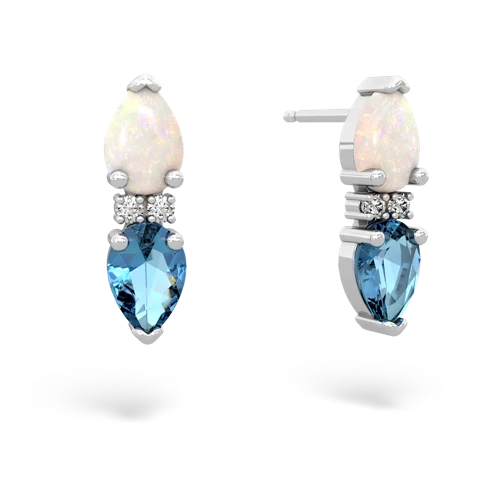 opal-blue topaz bowtie earrings