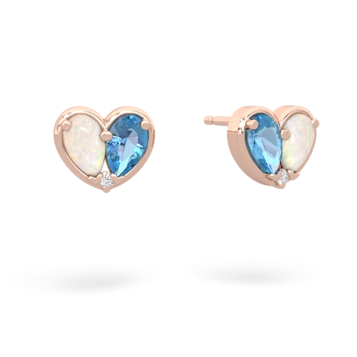 opal-blue topaz one heart earrings