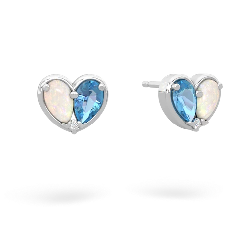 opal-blue topaz one heart earrings