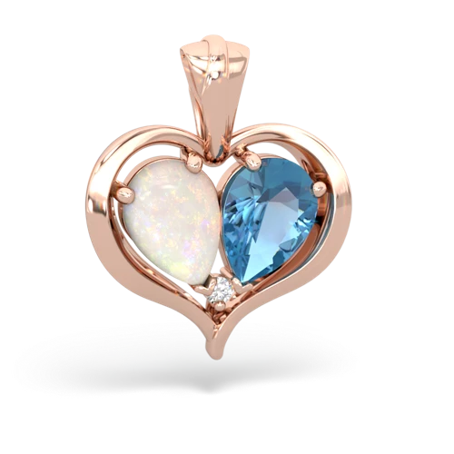 opal-blue topaz half heart whole pendant