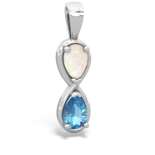 Opal Genuine Opal with Genuine Swiss Blue Topaz Infinity pendant Pendant