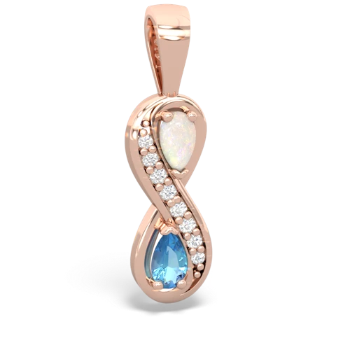 Opal Genuine Opal with Genuine Swiss Blue Topaz Keepsake Infinity pendant Pendant
