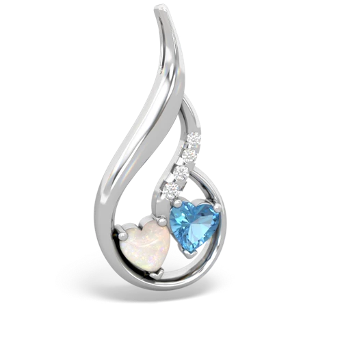 Opal Genuine Opal with Genuine Swiss Blue Topaz Keepsake Curves pendant Pendant