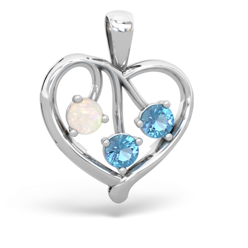 Opal Genuine Opal with Genuine Swiss Blue Topaz and  Glowing Heart pendant Pendant