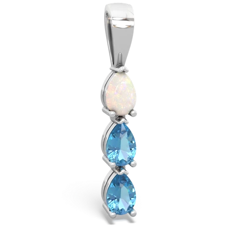 Opal Genuine Opal with Genuine Swiss Blue Topaz and  Three Stone pendant Pendant