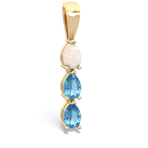 Opal Genuine Opal with Genuine Swiss Blue Topaz and Lab Created Sapphire Three Stone pendant Pendant