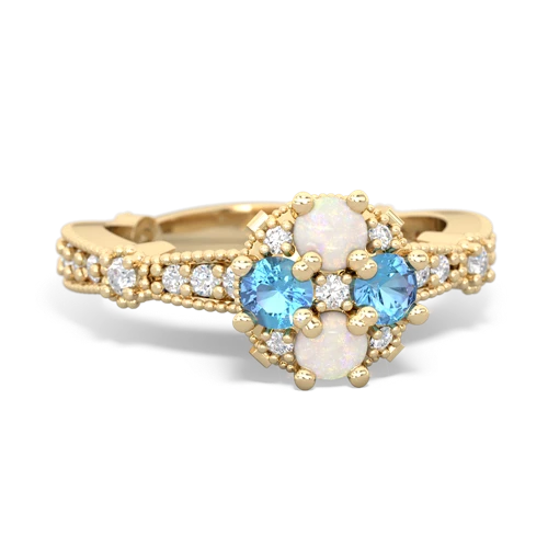 opal-blue topaz art deco engagement ring
