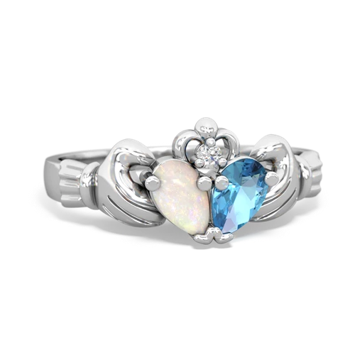 opal-blue topaz claddagh ring