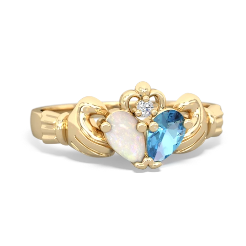 opal-blue topaz claddagh ring