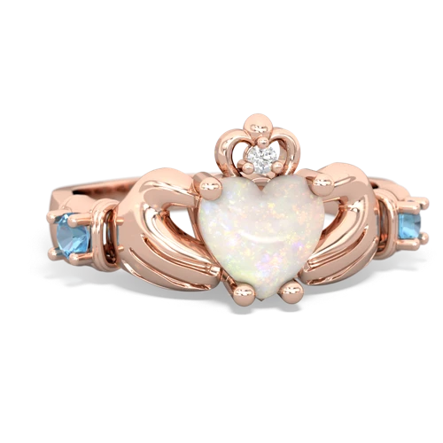 Opal Genuine Opal with Genuine Swiss Blue Topaz and Lab Created Sapphire Claddagh ring Ring