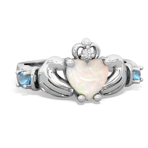 Opal Genuine Opal with Genuine Swiss Blue Topaz and  Claddagh ring Ring