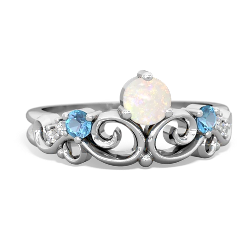 Opal Genuine Opal with Genuine Swiss Blue Topaz and Lab Created Sapphire Crown Keepsake ring Ring