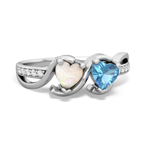 Opal Genuine Opal with Genuine Swiss Blue Topaz Side by Side ring Ring
