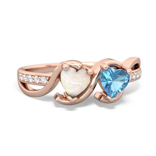 opal-blue topaz double heart ring