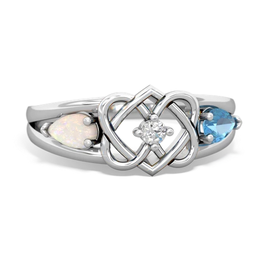 opal-blue topaz double heart ring