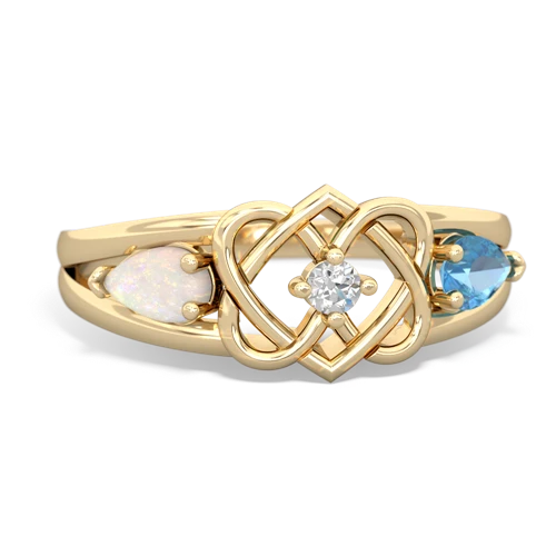 opal-blue topaz double heart ring